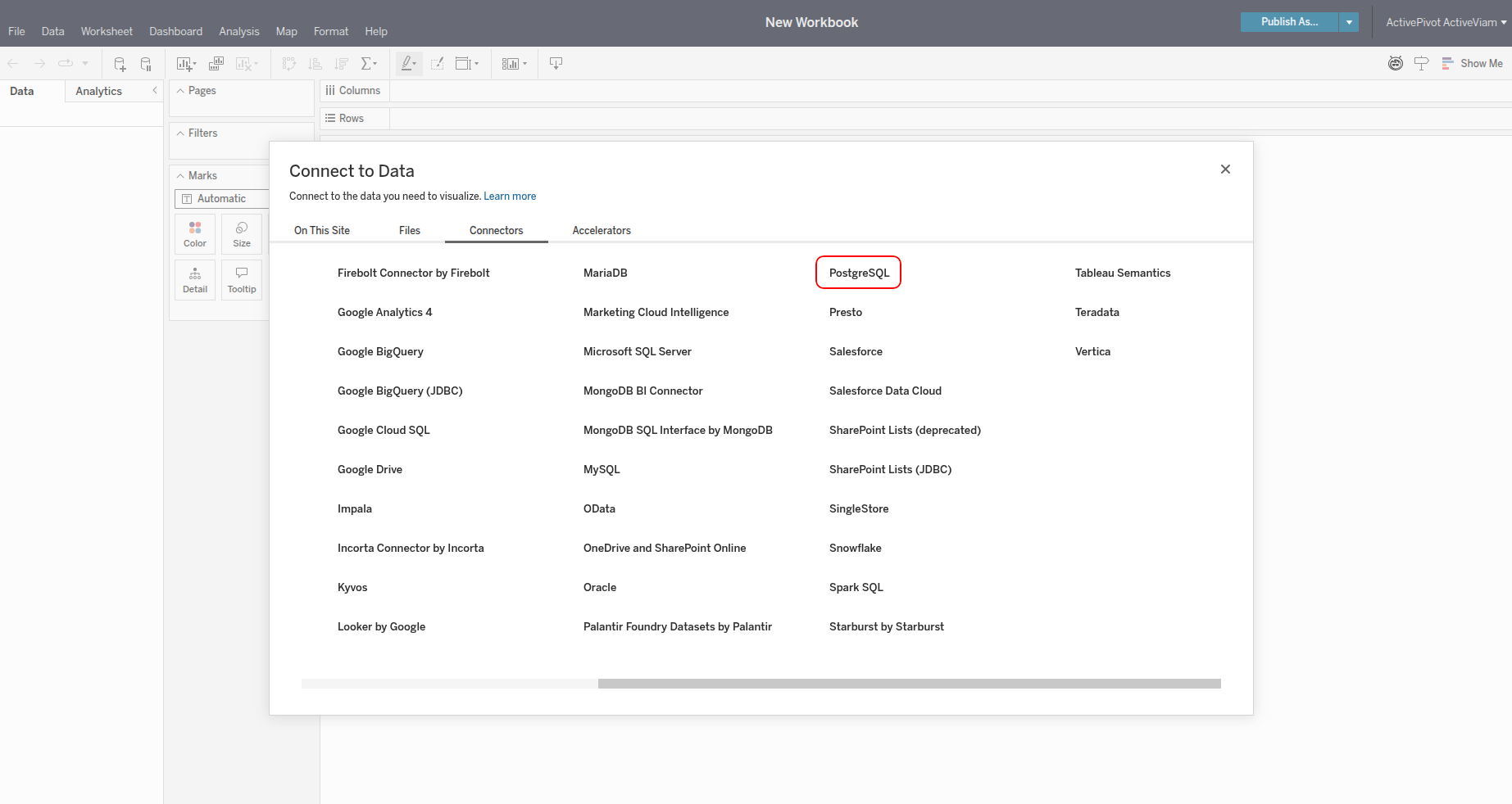 Tableau Cloud connection first step