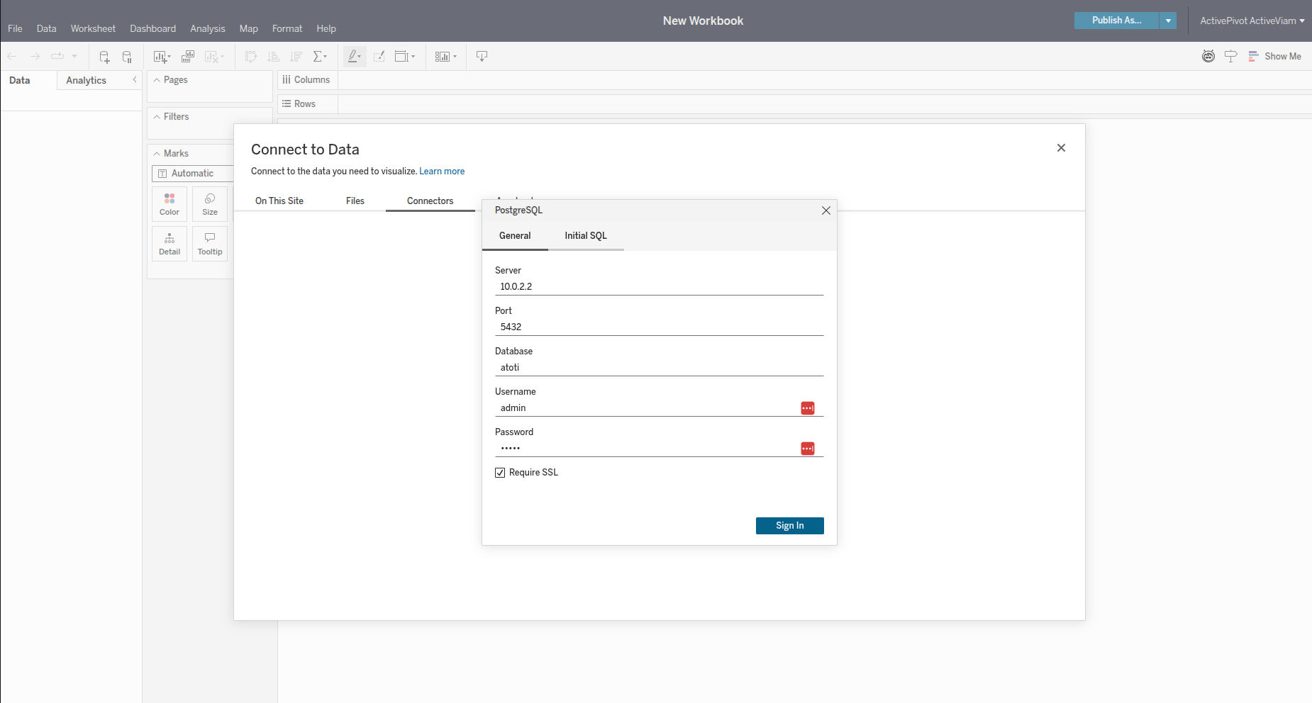 Tableau Cloud connection second step