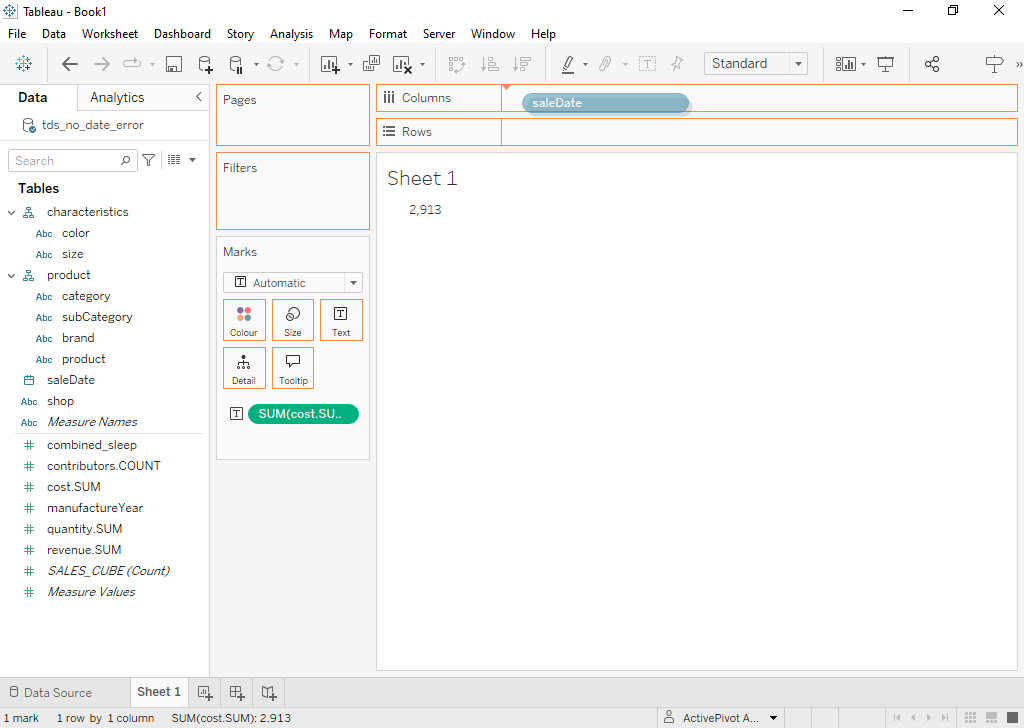Right-clicking on a date field in the Data pane