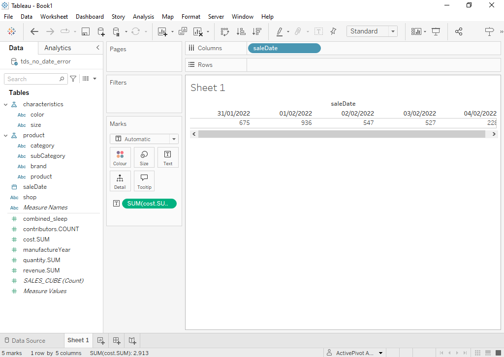 Selecting the discrete date option from the context menu