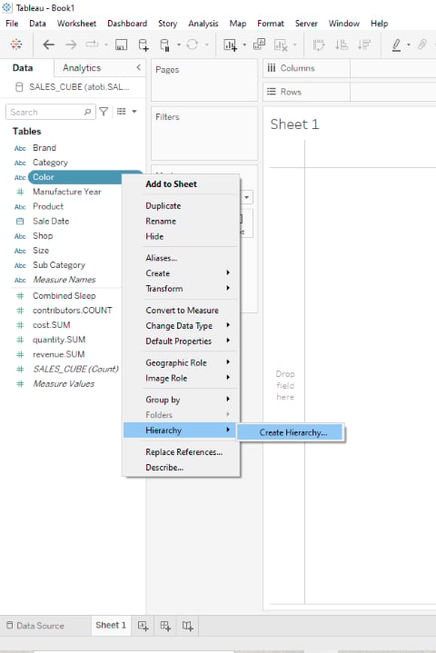 Create a hierarchy in Tableau