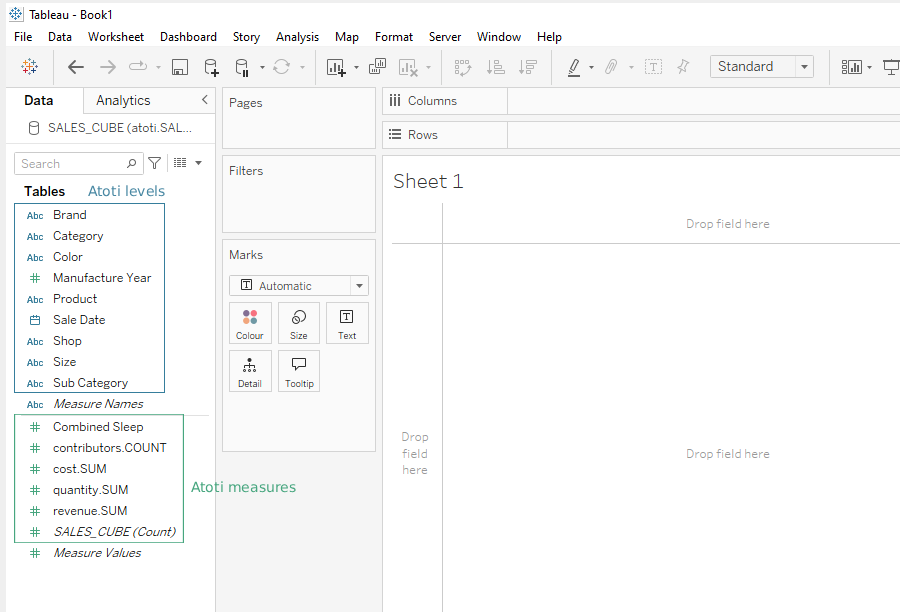 Tableau measures and levels
