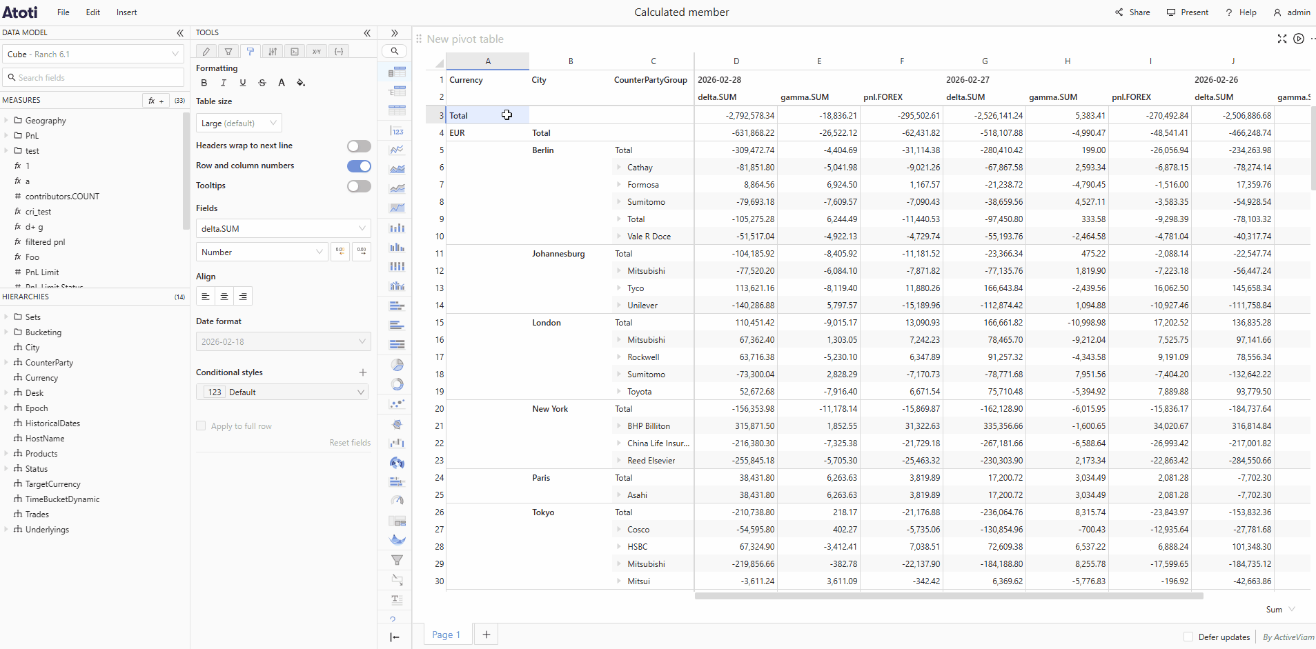Format rows and
columns