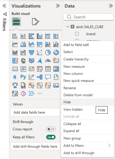 Hide a field in Power BI