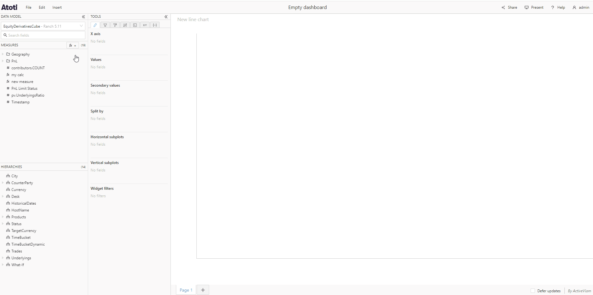 Add fields to a
chart