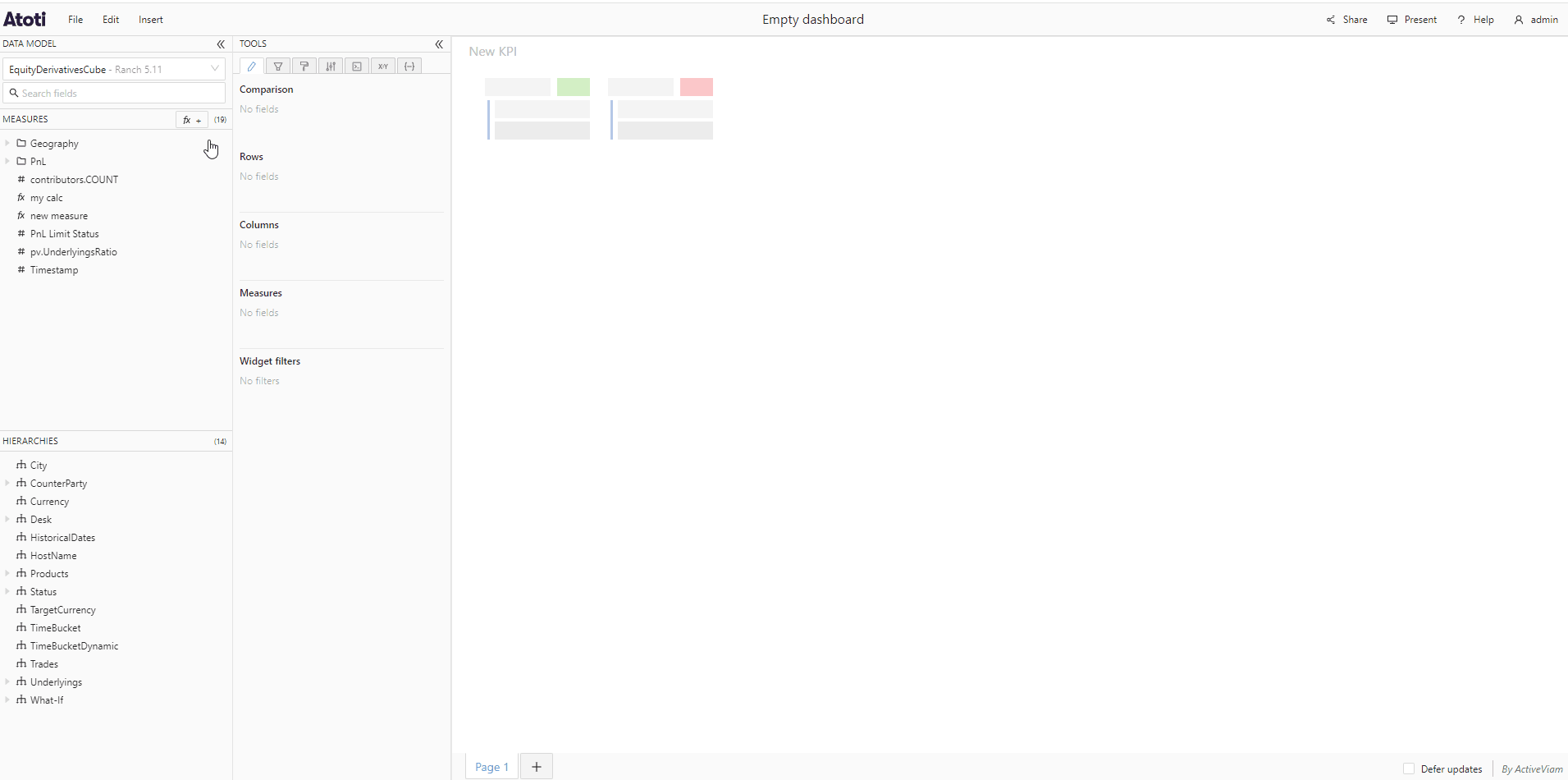 Add fields to a KPI
widget