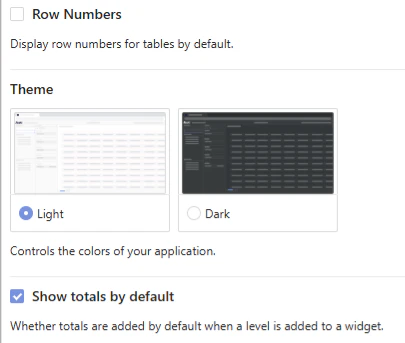 Extract of user settings panel in the content tab