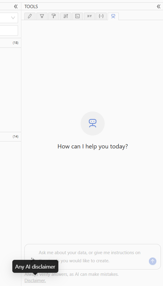 Hover over the disclaimer to see it displayed