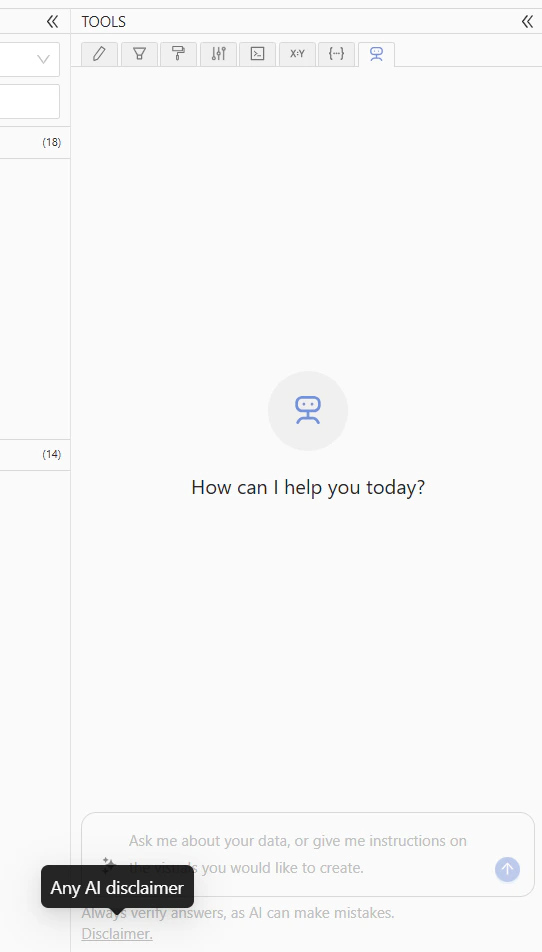 Hover over the disclaimer to see it displayed