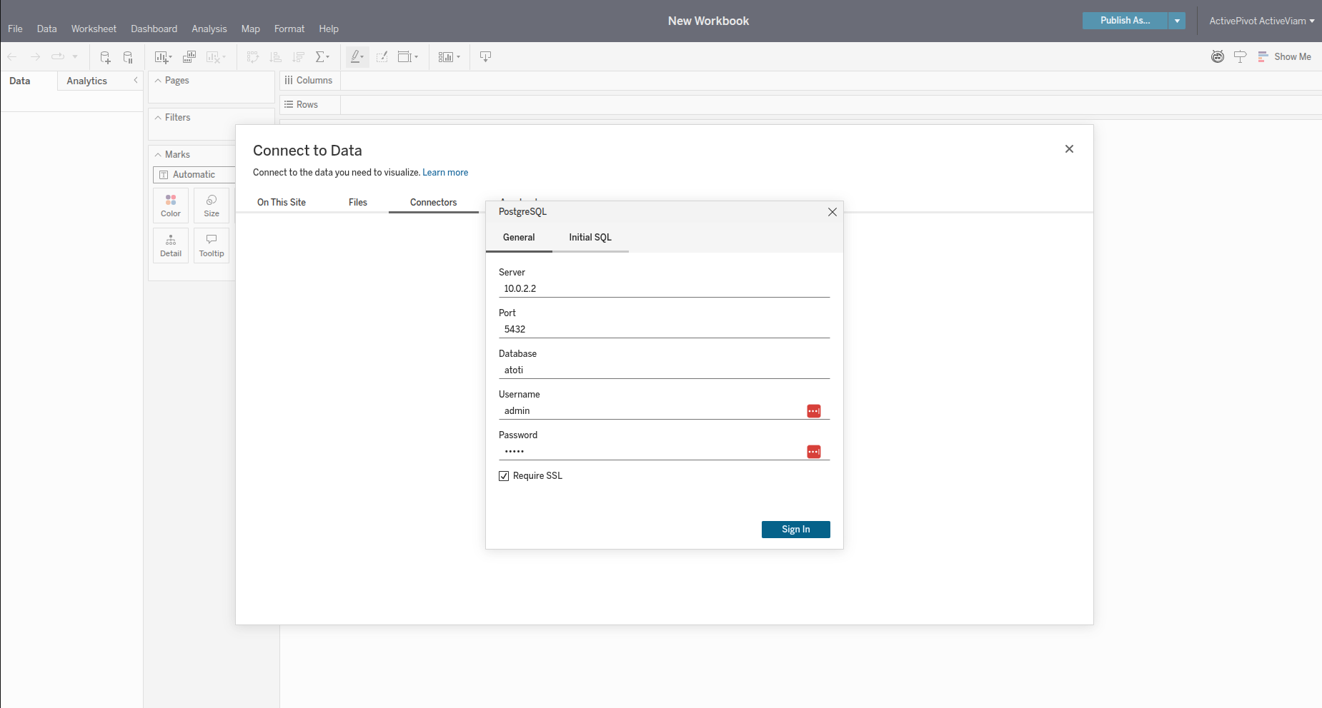Tableau Cloud connection second step