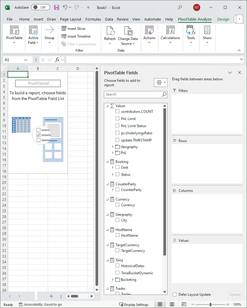 Excel with Empty Pivot Table