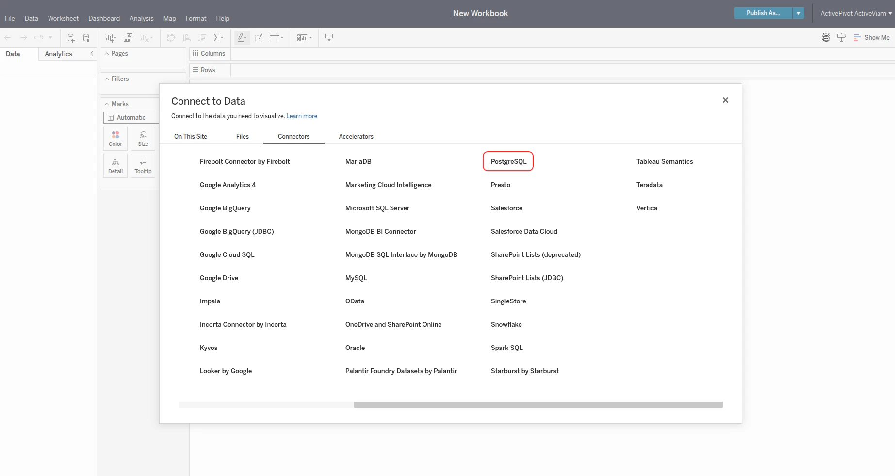Tableau Cloud connection first step
