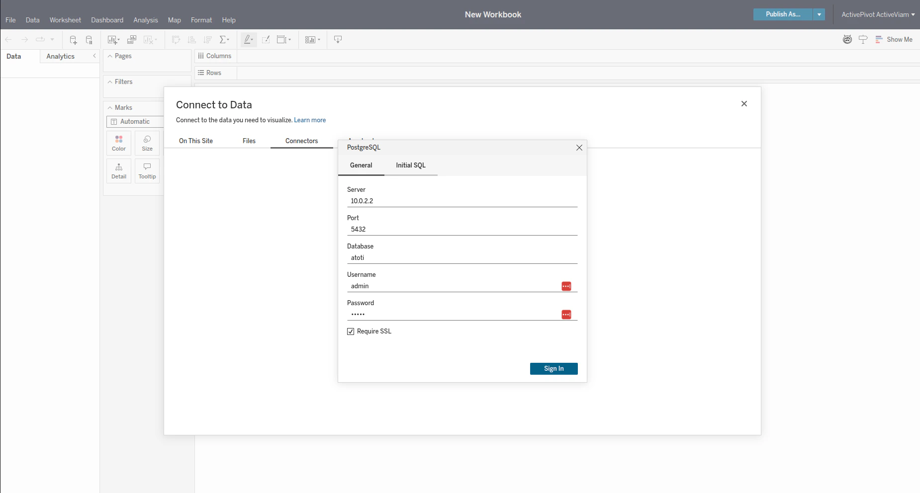 Tableau Cloud connection second step