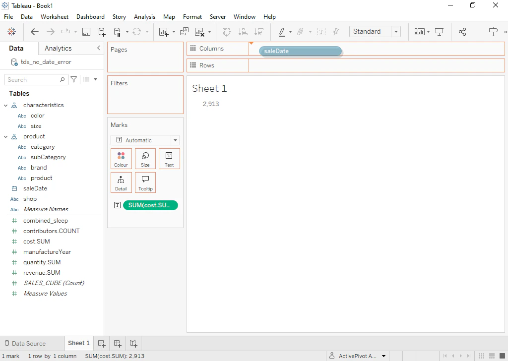 Right-clicking on a date field in the Data pane