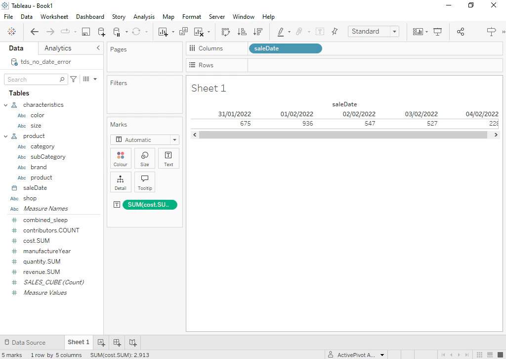 Selecting the discrete date option from the context menu