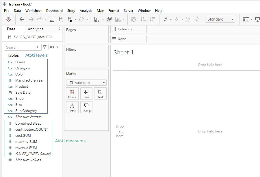 Tableau measures and levels