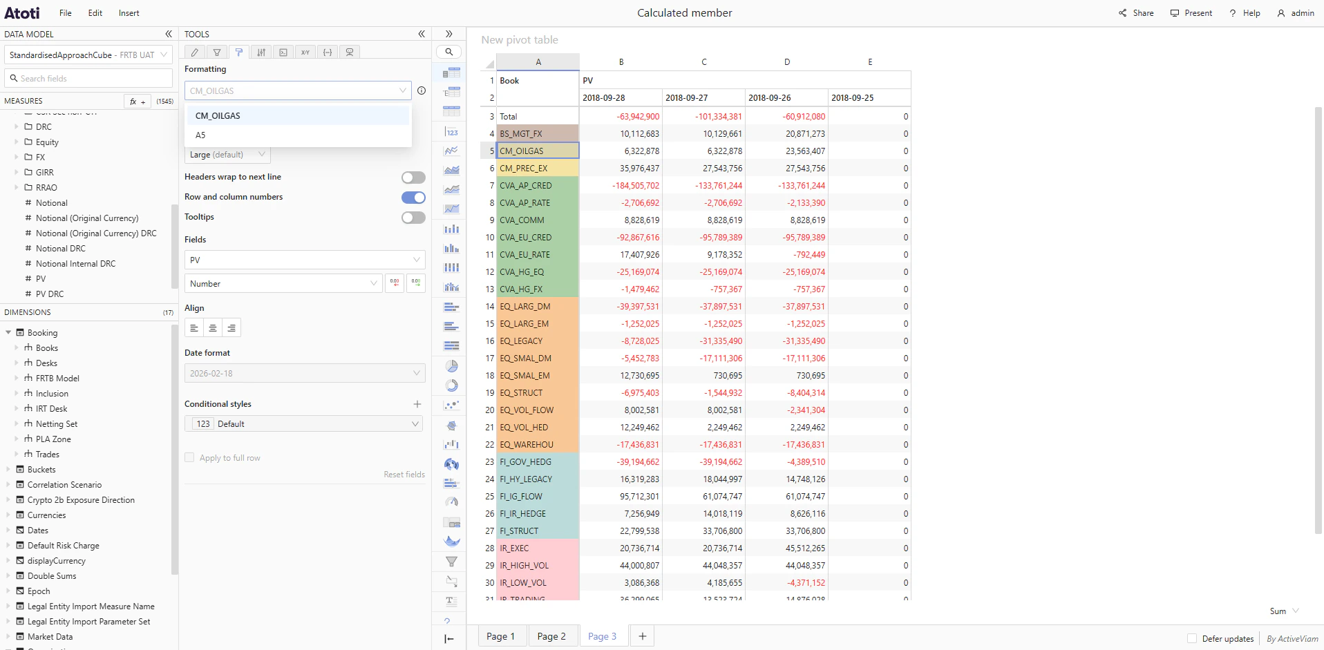 Format header cells by
value