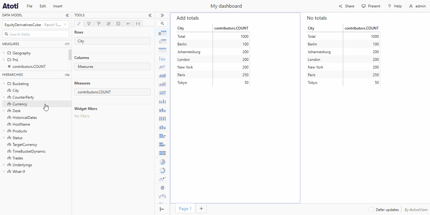 Totals setting
