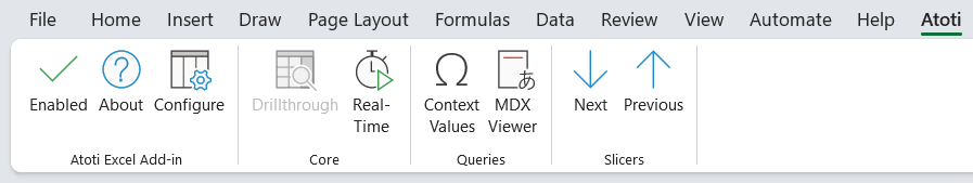 Excel ribbon section