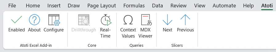 Excel ribbon section
