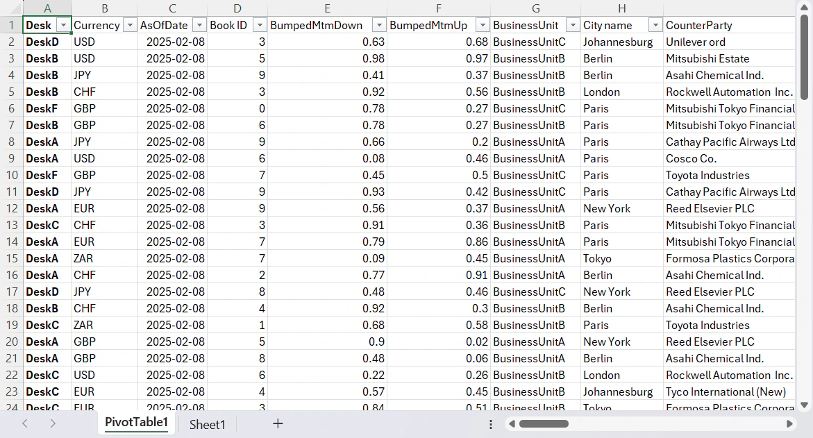 Spreadsheet drillthrough