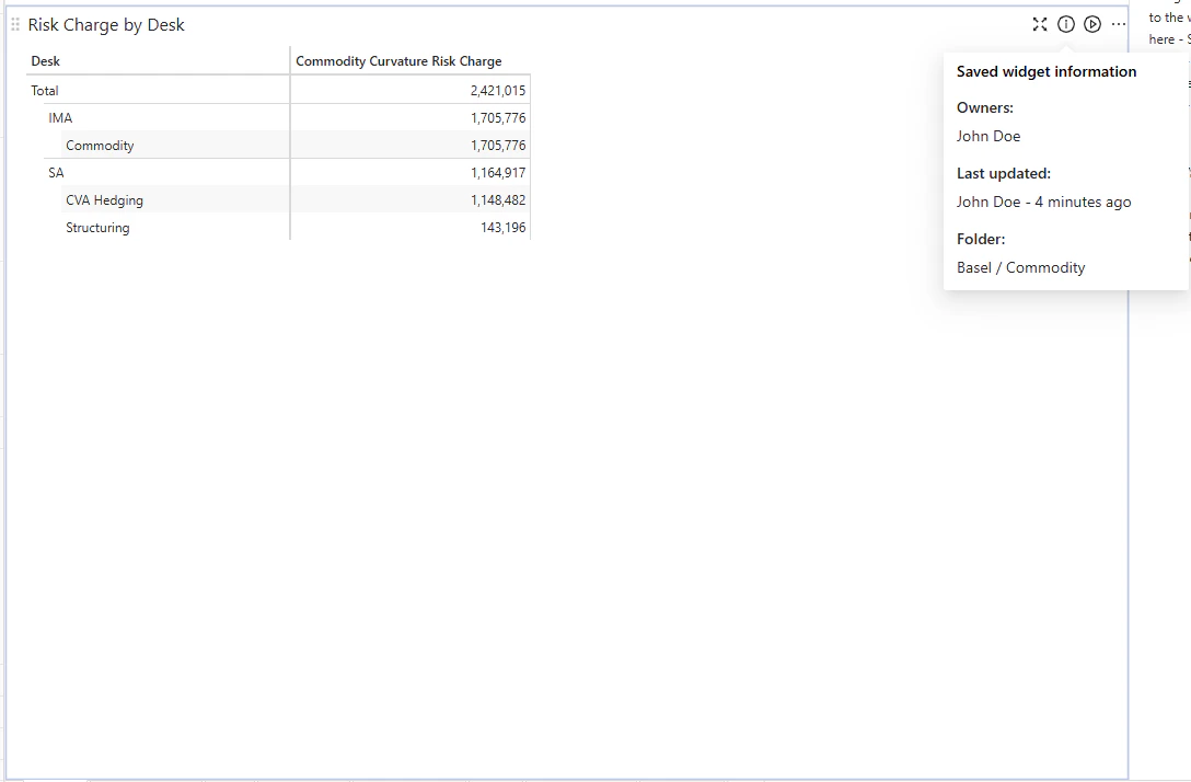 Saved widget
information