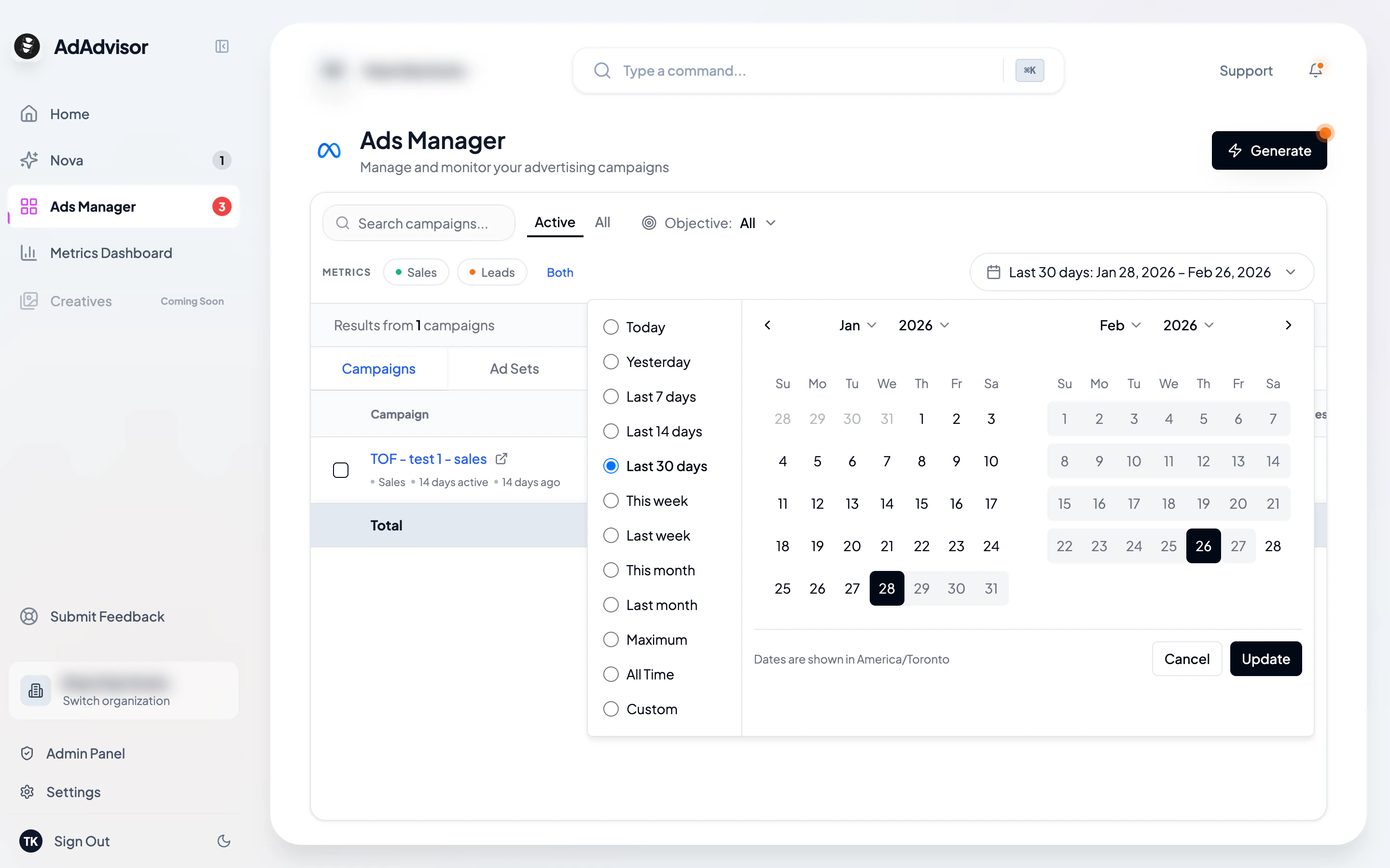 Date range picker
