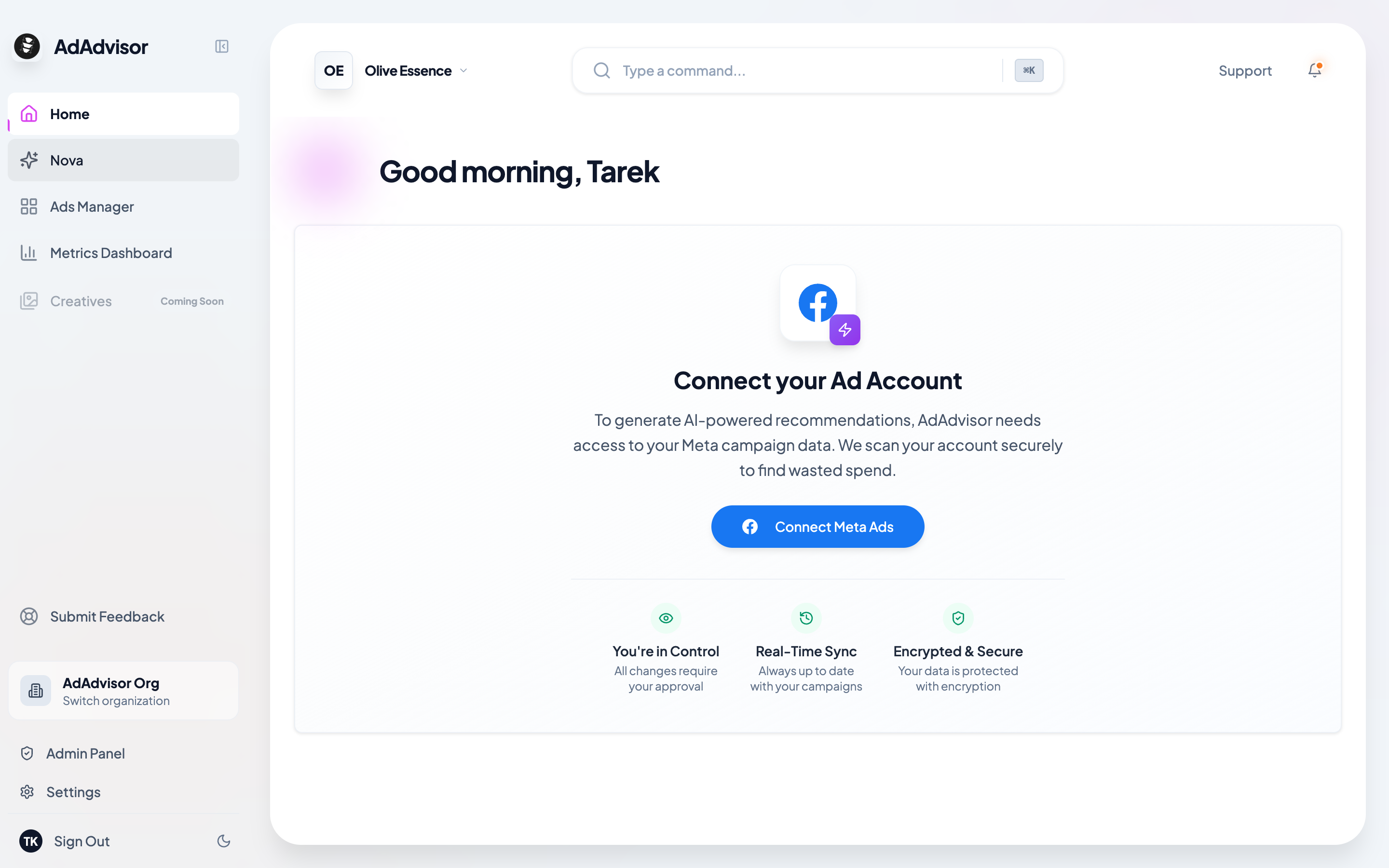Connect Meta Ads prompt