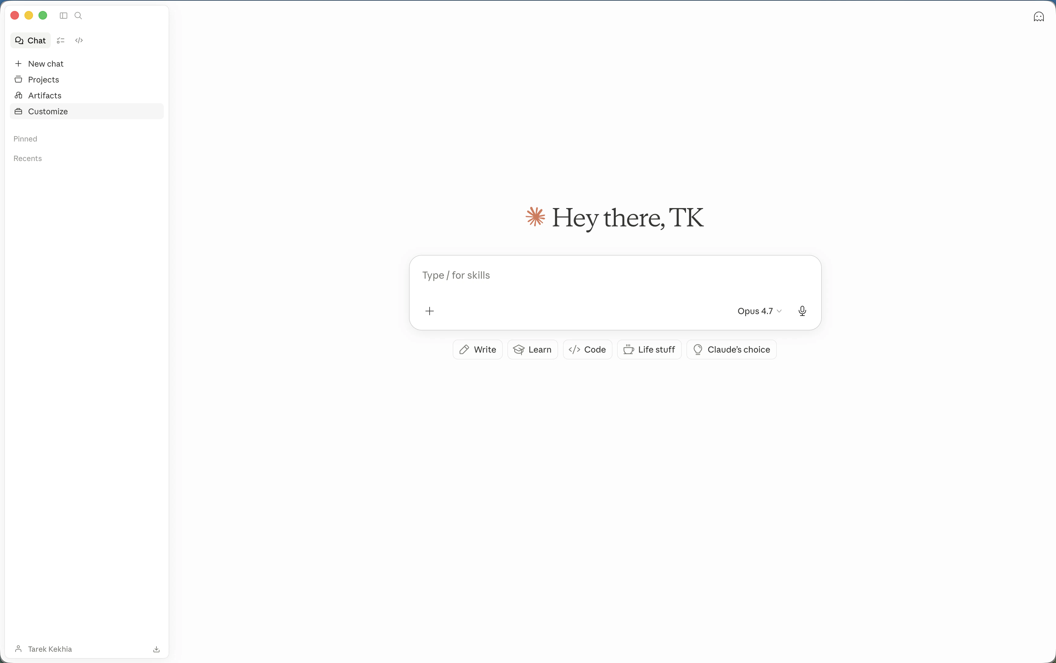 Customize option in the Claude Desktop sidebar