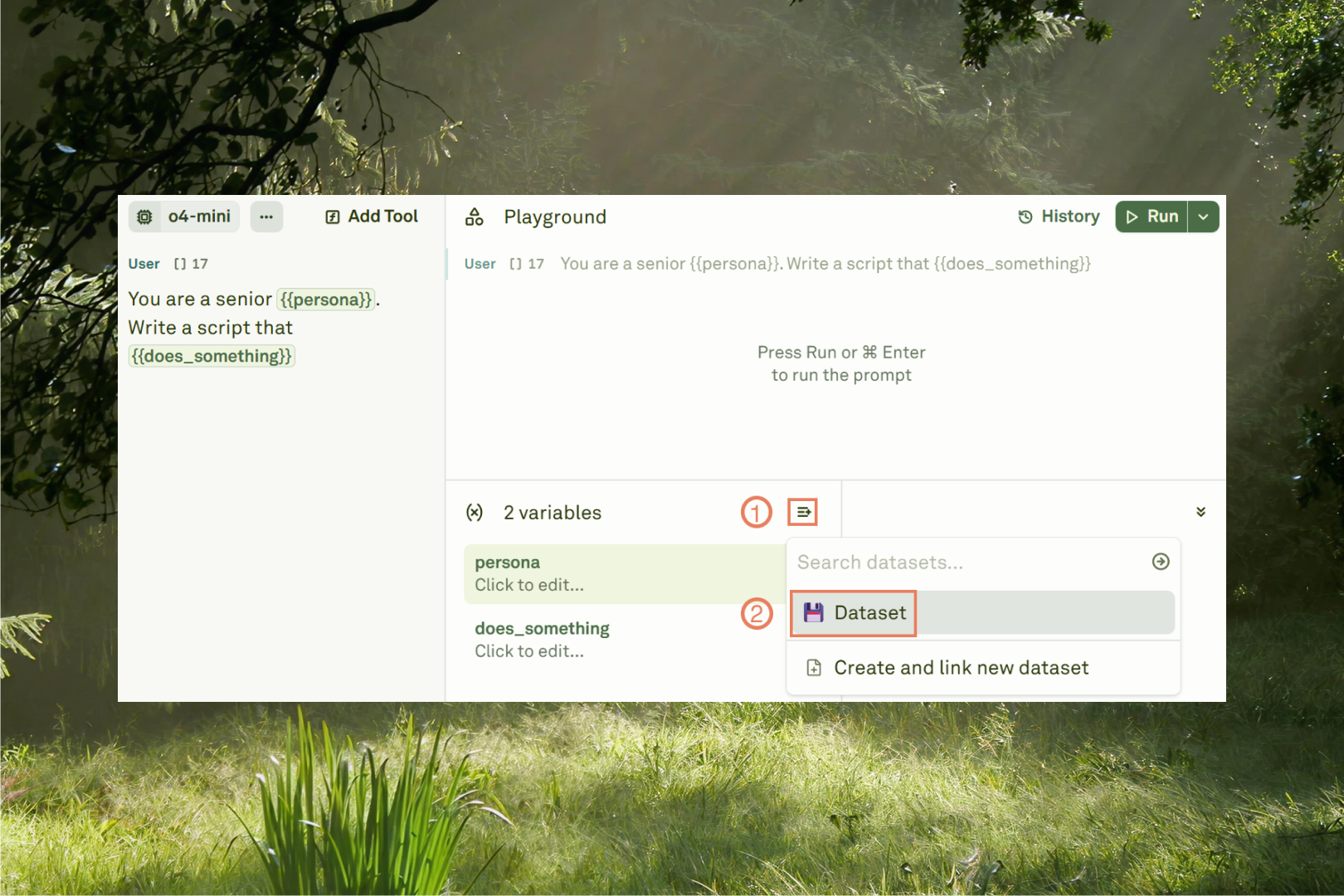 Linking a dataset in the Playground Linking a dataset in the Playground