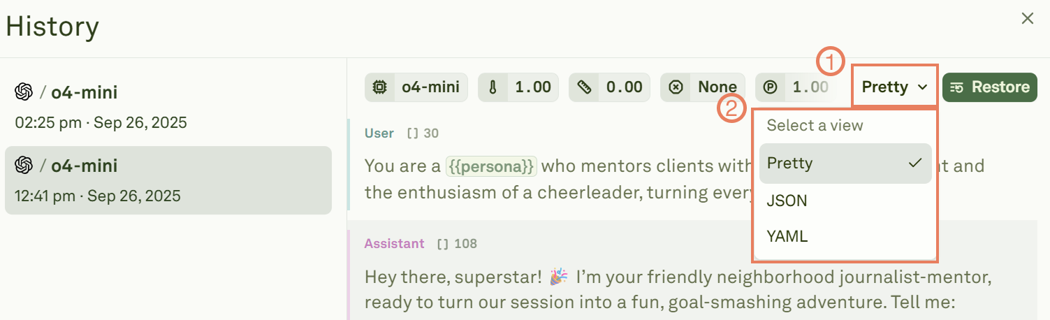 Playground History restoration options Playground History restoration options