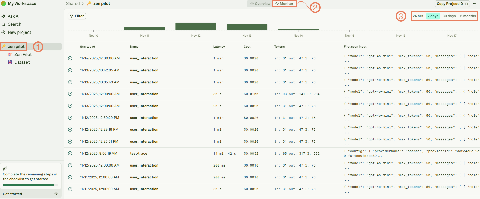 Viewing traces in the Monitor pillar Viewing traces in the Monitor pillar