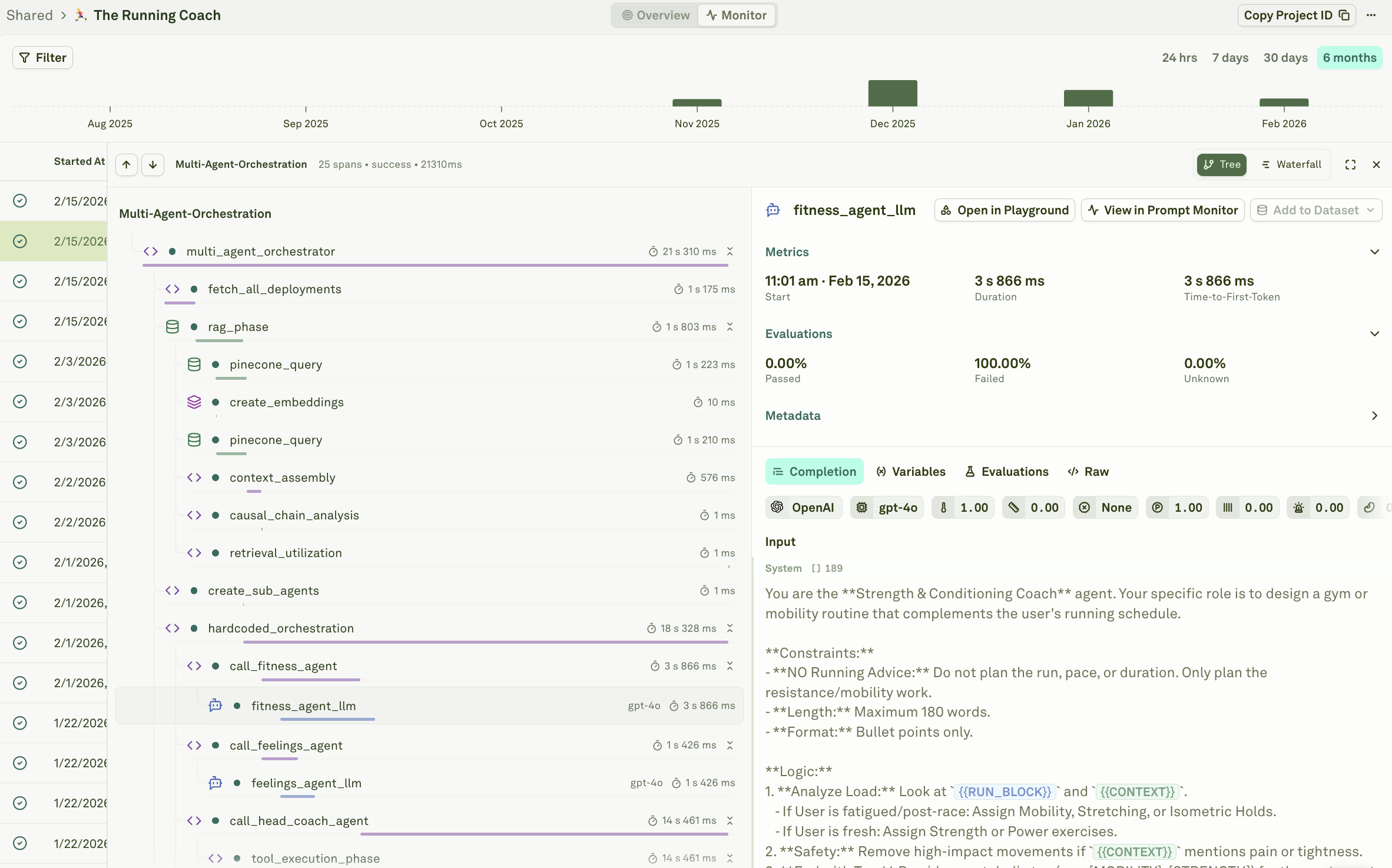 Viewing a trace in the Monitor pillar Viewing a trace in the Monitor pillar