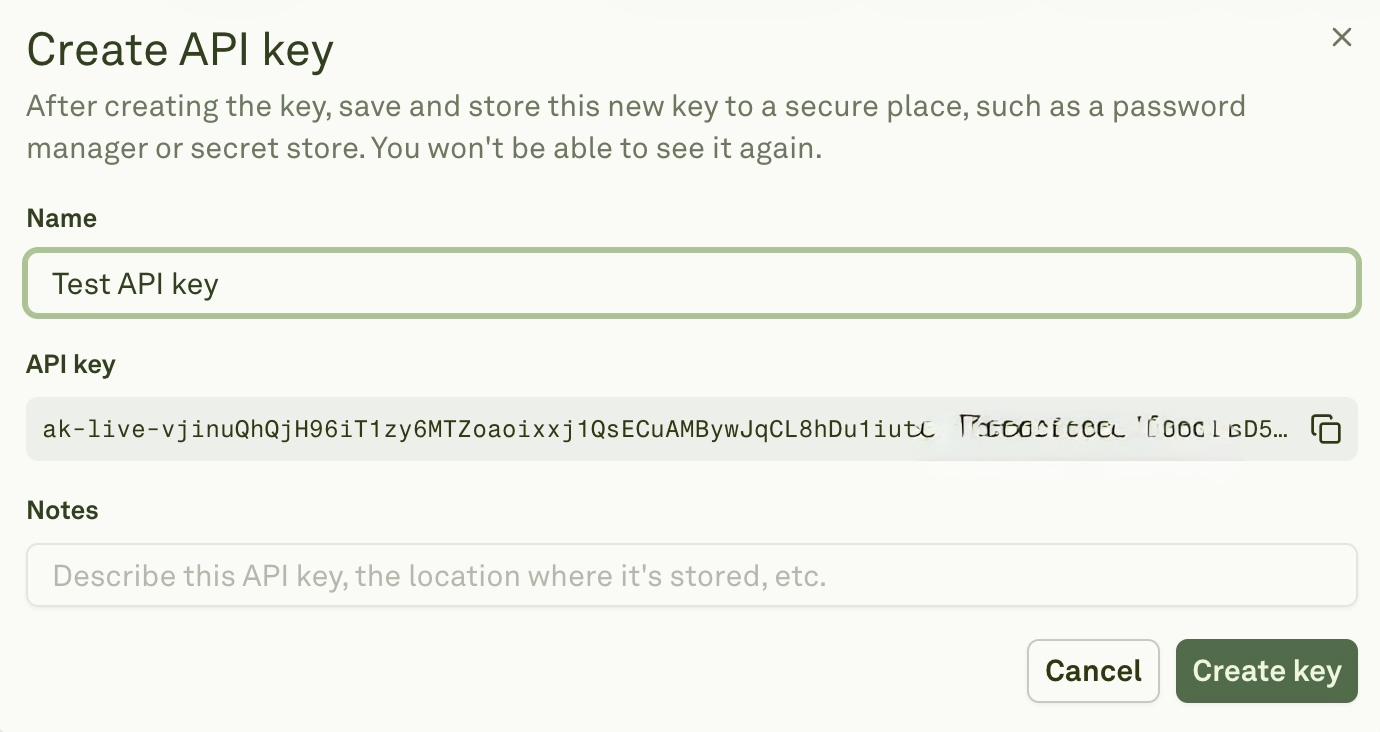 Create API key Create API key