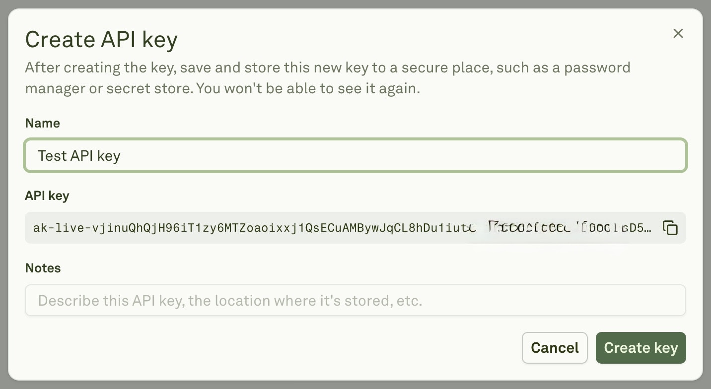 Create API key Create API key