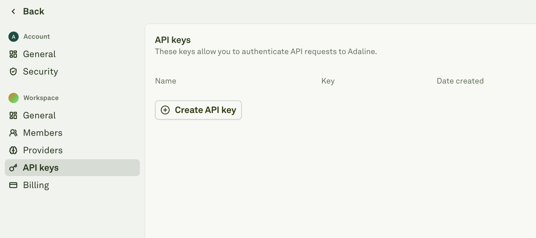 Open API keys Open API keys