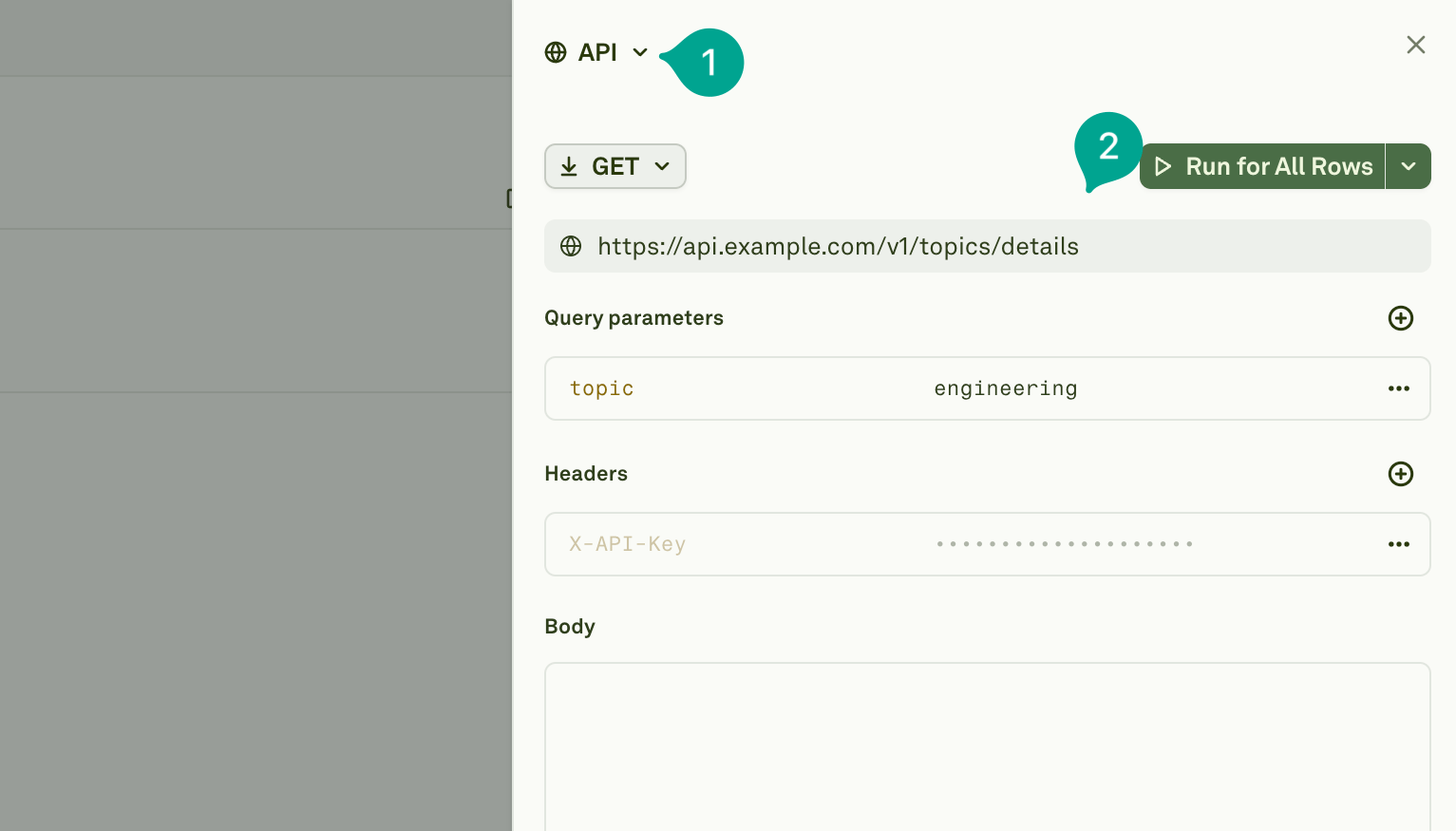 Configuring an API variable column Configuring an API variable column