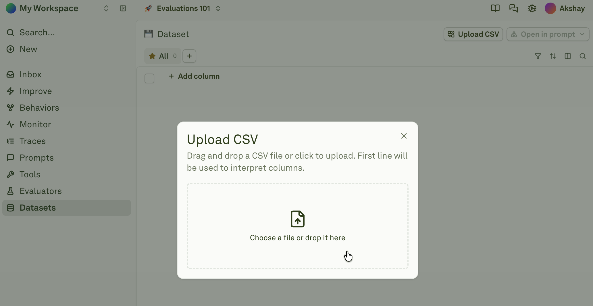 Importing a CSV file into a dataset Importing a CSV file into a dataset