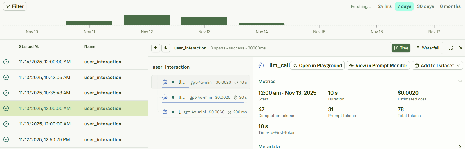 Visualize traces as trees in Adaline Visualize traces as trees in Adaline