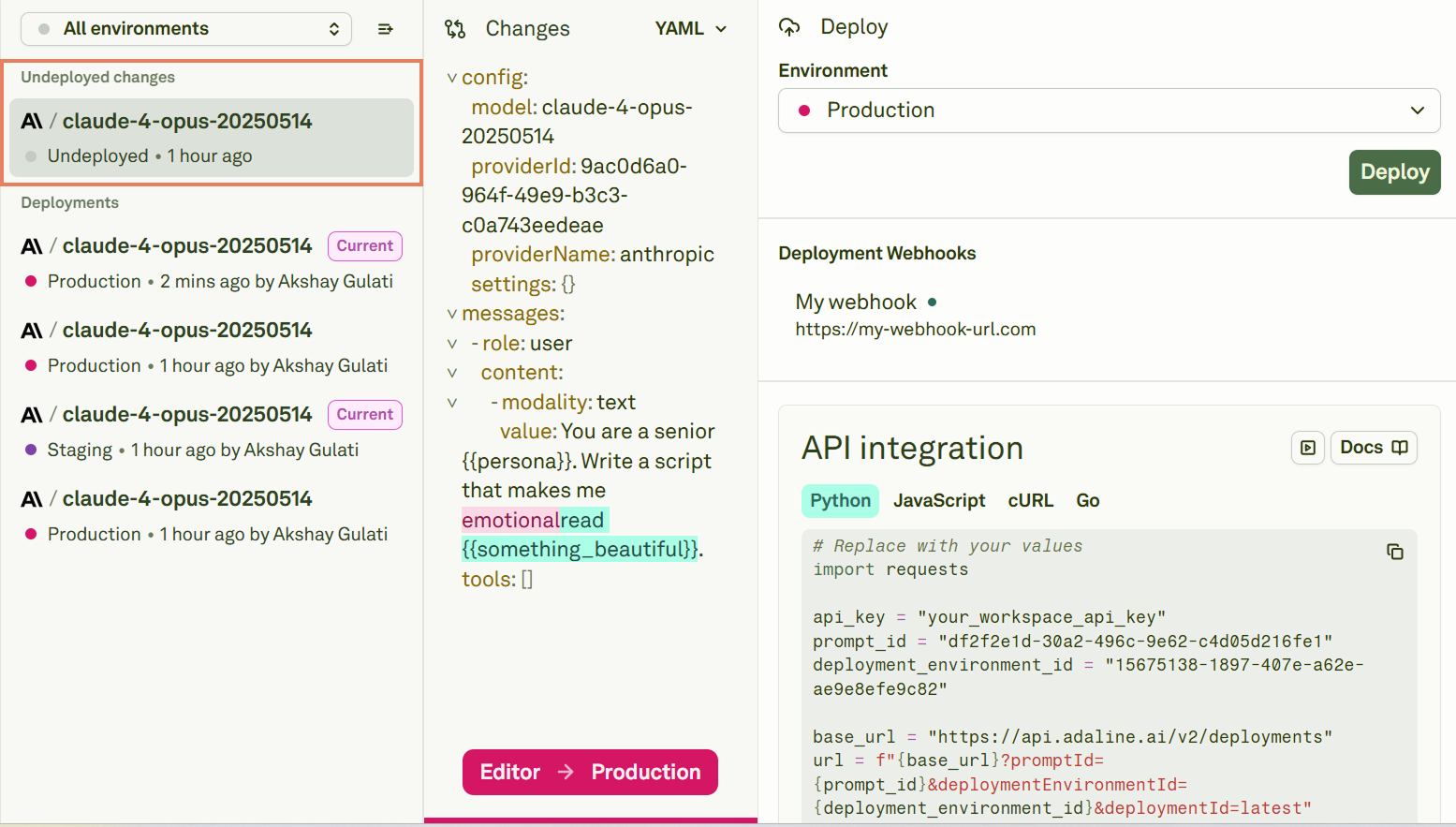Previously deployed prompt preserved after rollback Previously deployed prompt preserved after rollback