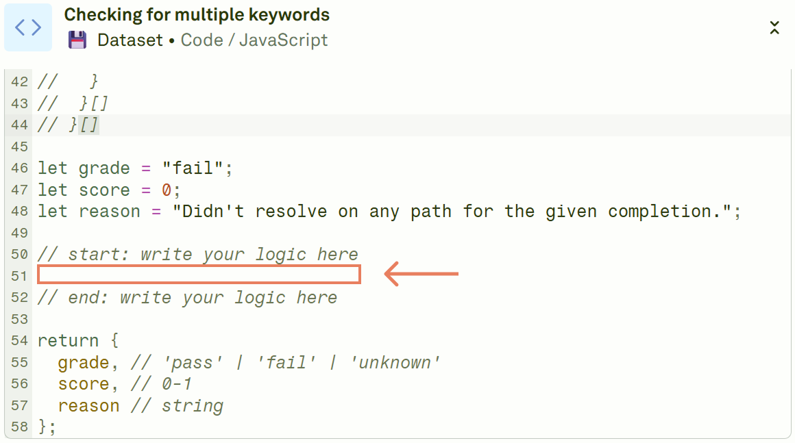 Writing custom JavaScript evaluation code Writing custom JavaScript evaluation code