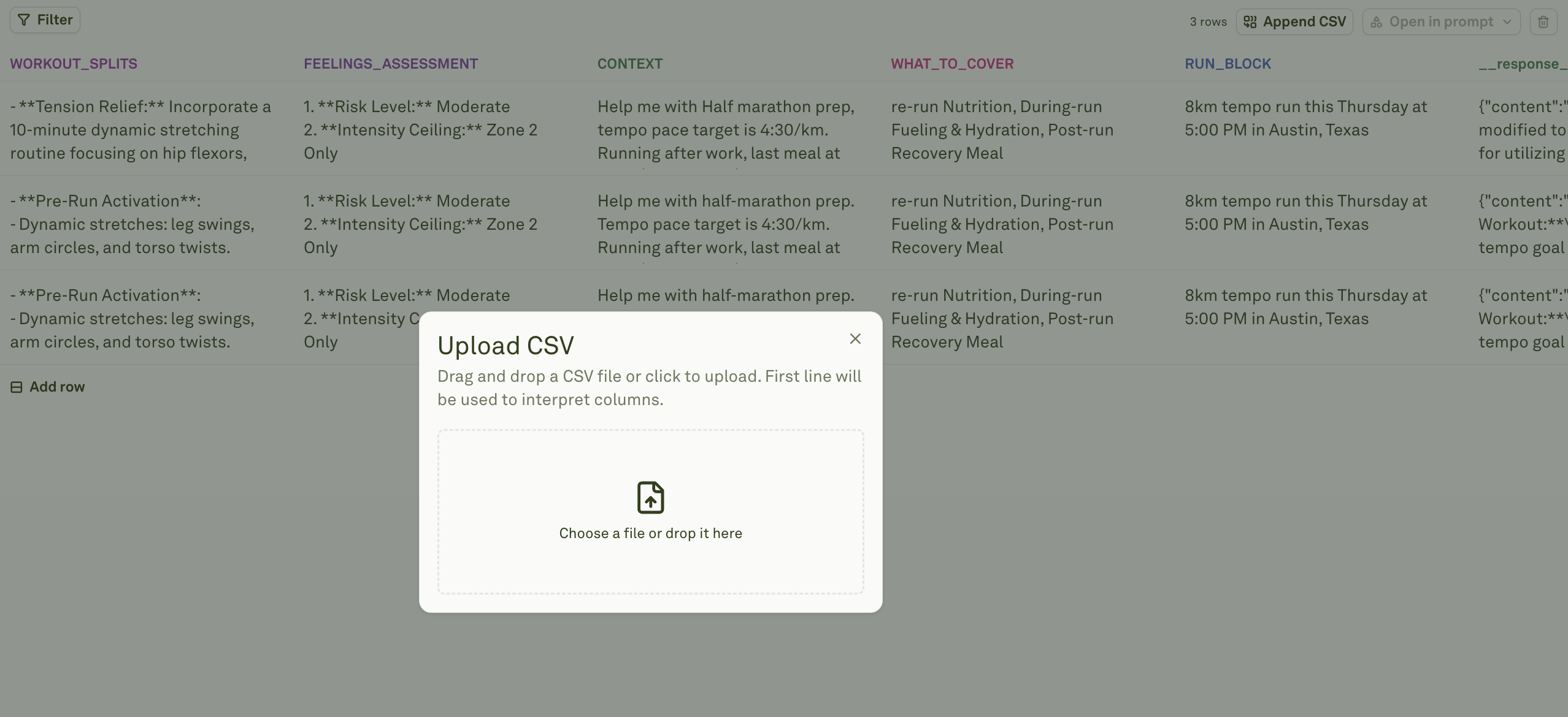 Importing a CSV file into a dataset Importing a CSV file into a dataset