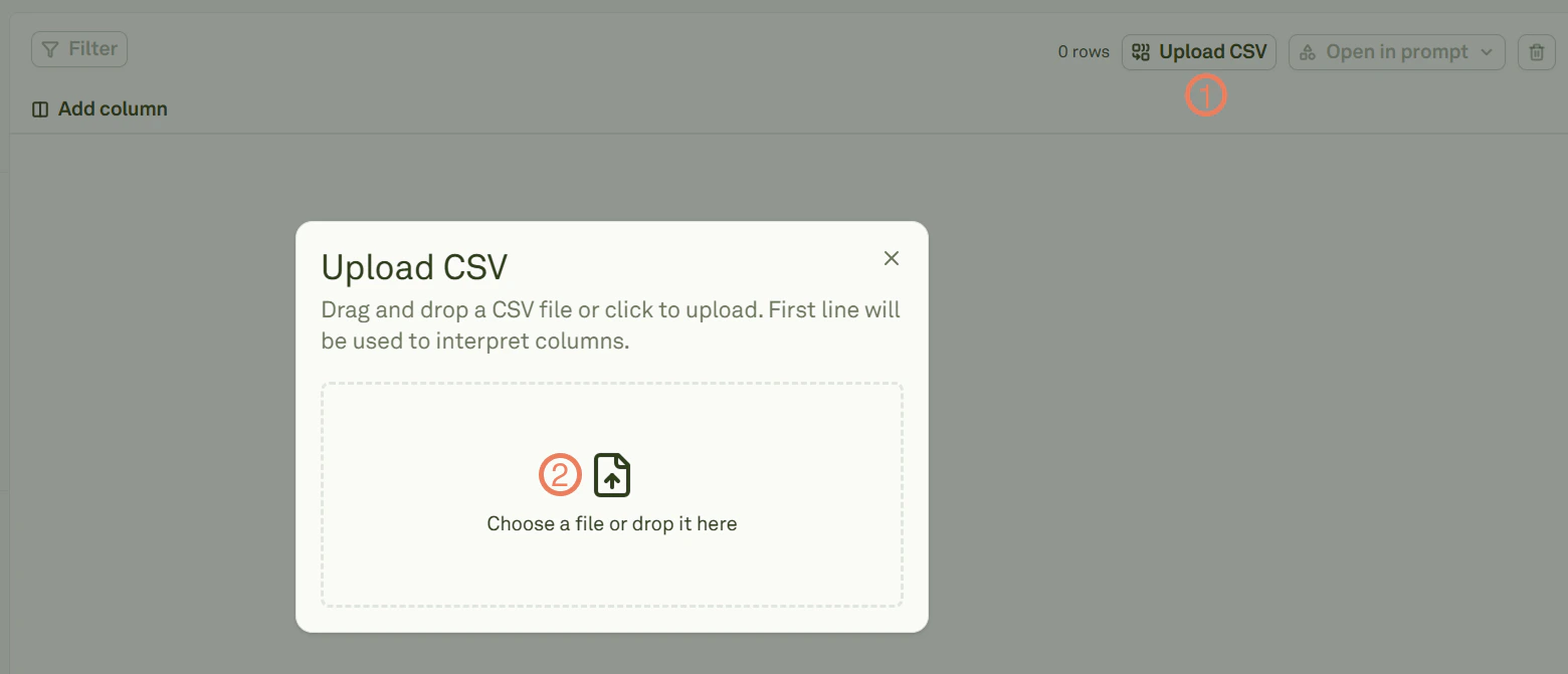 Uploading a CSV file in Adaline Uploading a CSV file in Adaline