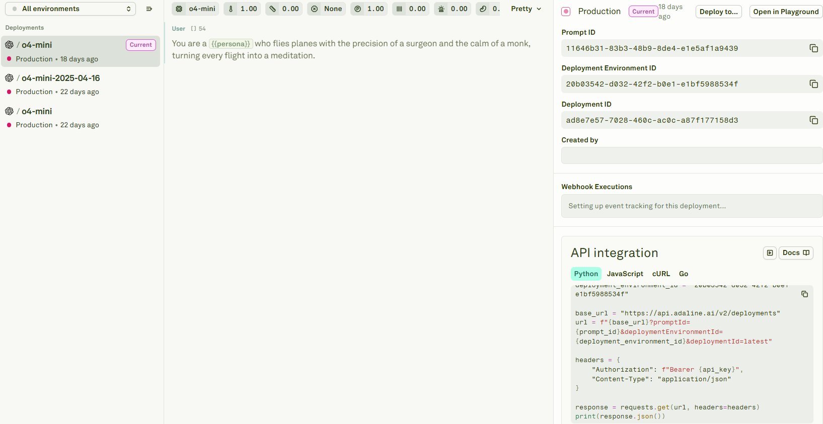 Manage deployments in Adaline Manage deployments in Adaline