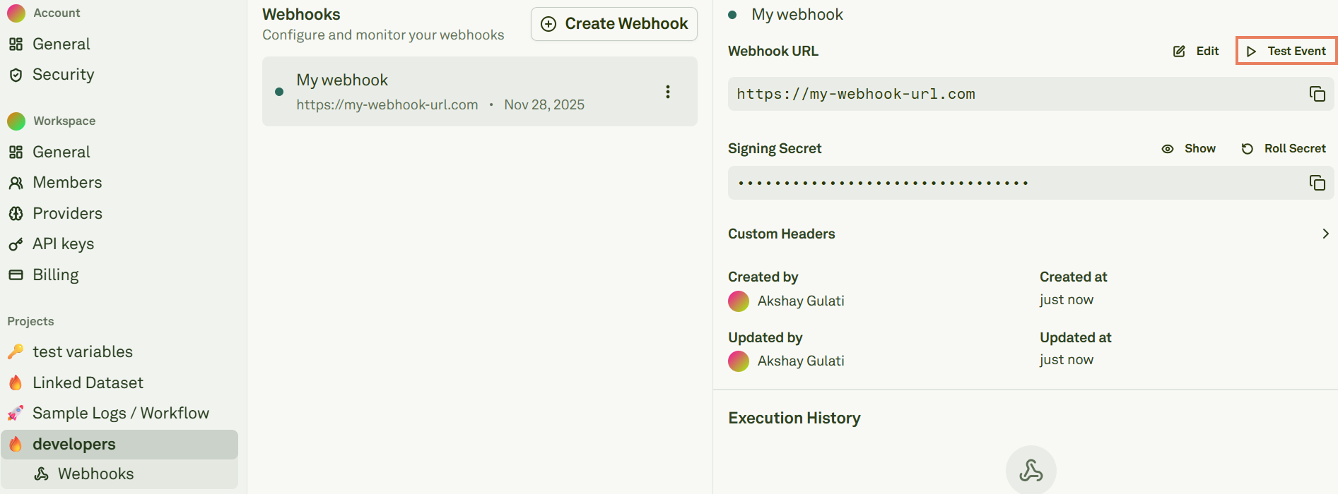 Testing webhooks events Testing webhooks events