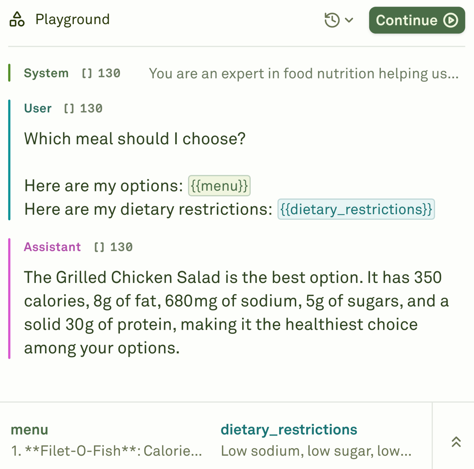 Prompt playground Adaline Playground for running prompts with inputs and comparing model responses