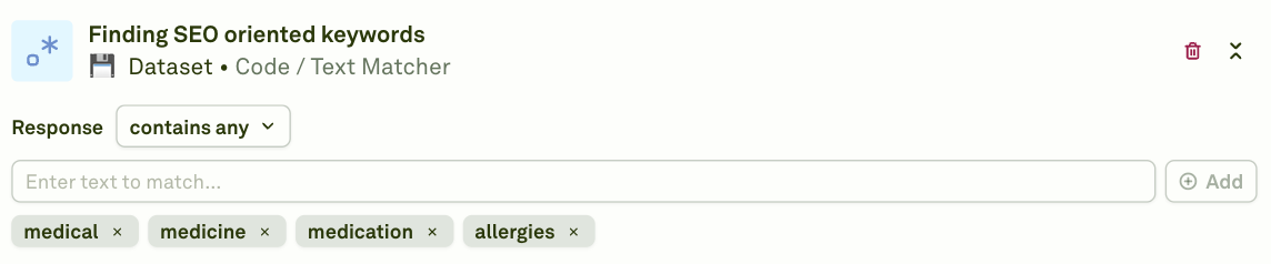 Finding SEO oriented keywords with the text matcher evaluator Finding SEO oriented keywords with the text matcher evaluator