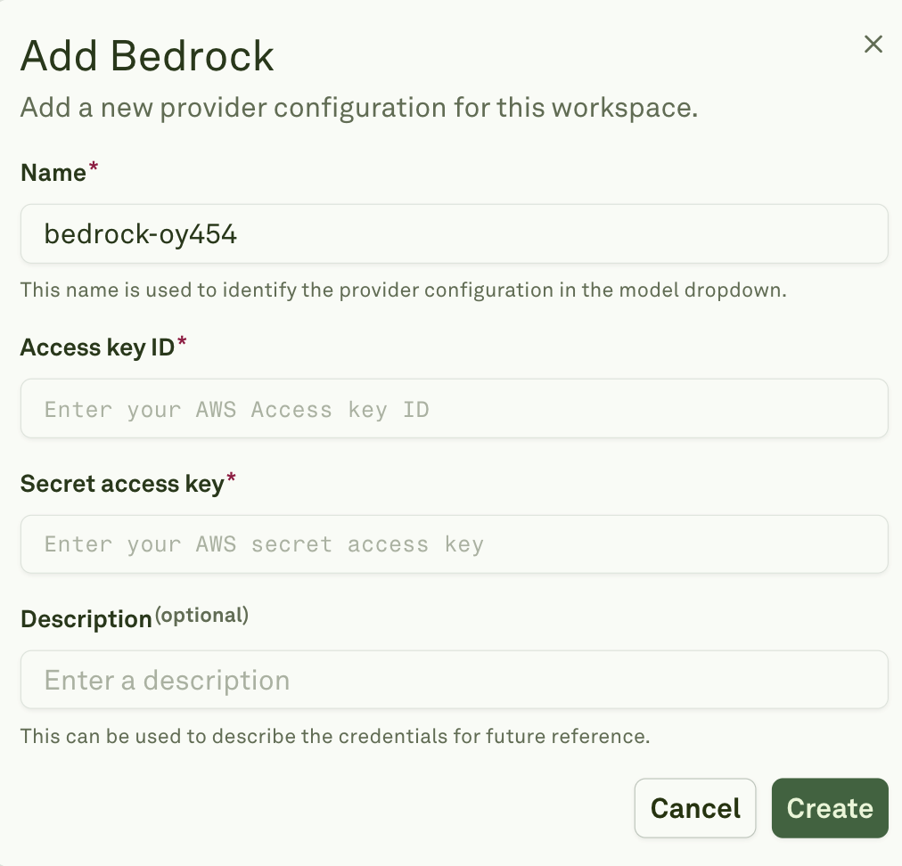Enter Bedrock API Credentials Enter Bedrock API credentials