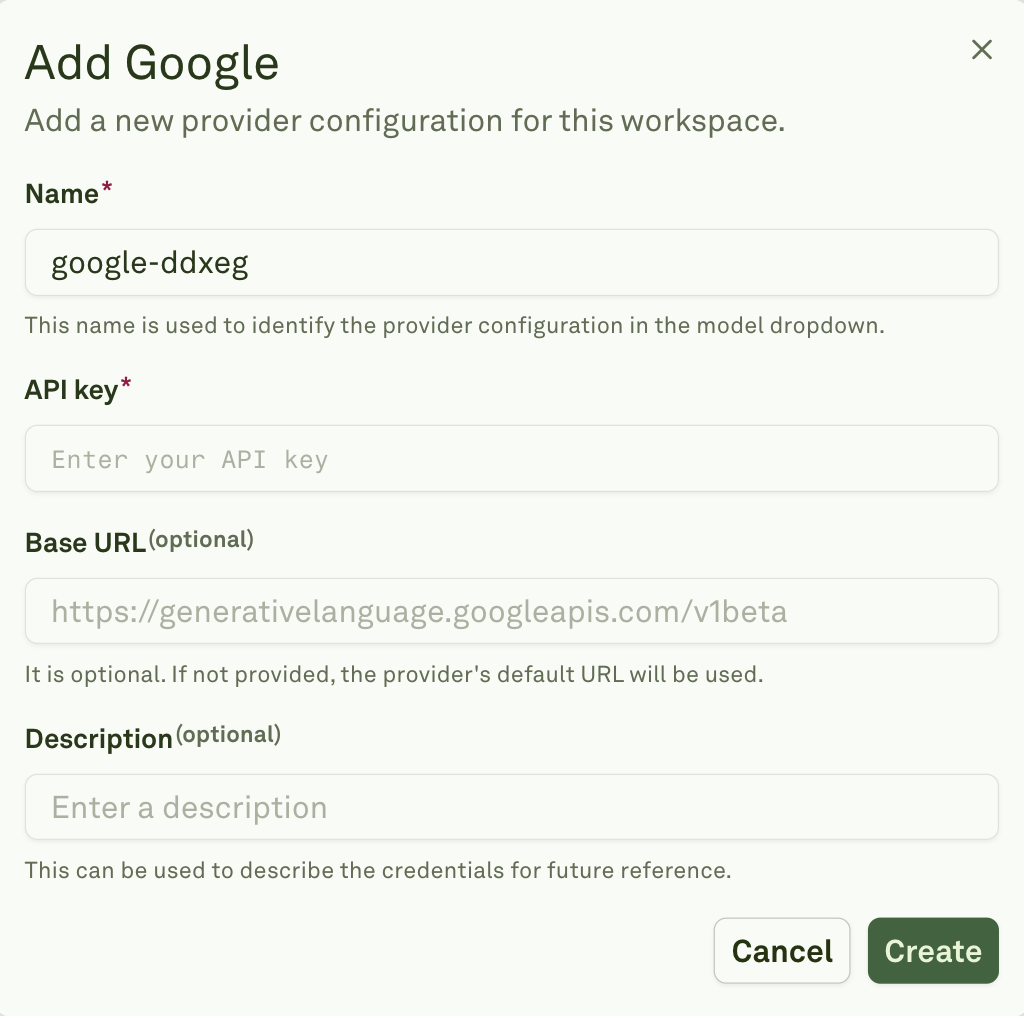 Enter Google API Credentials Enter Google API credentials