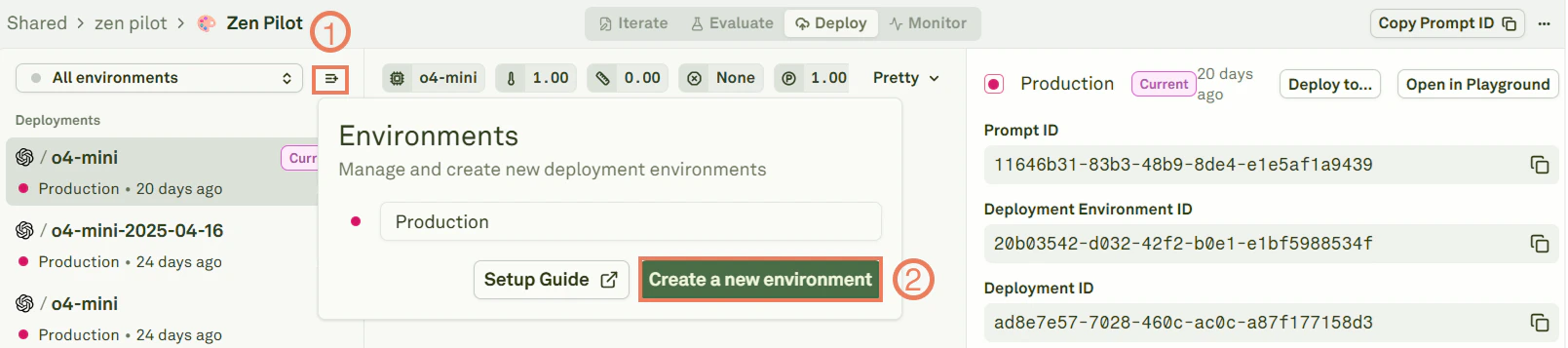 Creating a new deployment environment Creating a new deployment environment